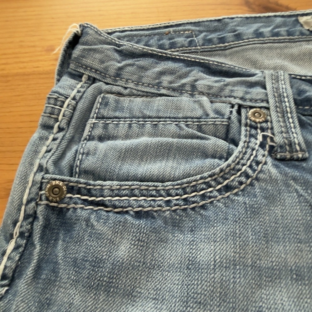 BKE Derek Jeans Relaxed Fit Bootcut Mens 36L Light Wash 33" Inseam 10" Rise - Picture 4 of 9